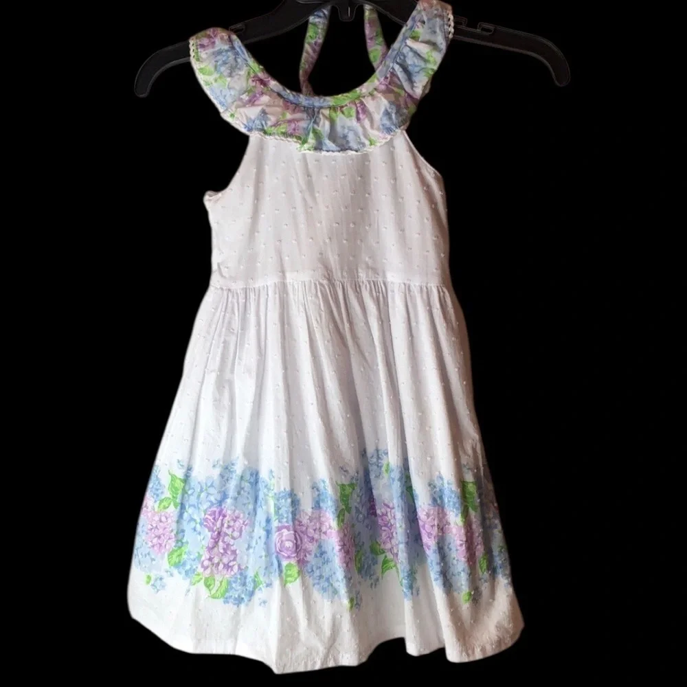 Tommy Bahama Girl's White Swiss Dot Garden Floral Dress & Headband Size 6 - Picture 1 of 14